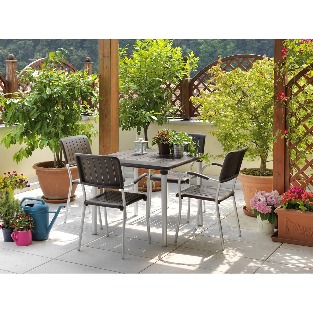 Nardi Garden Tavolo Maestrale 90, piano DurelTOP e gambe in alluminio